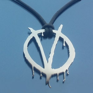 V for Vendetta Stainless Steel Pendant - Anonymous Leather Necklace (US Duty Paid)