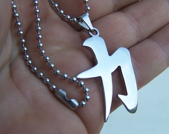 Ciondolo con simbolo Kanji "Forza": collana in acciaio inossidabile