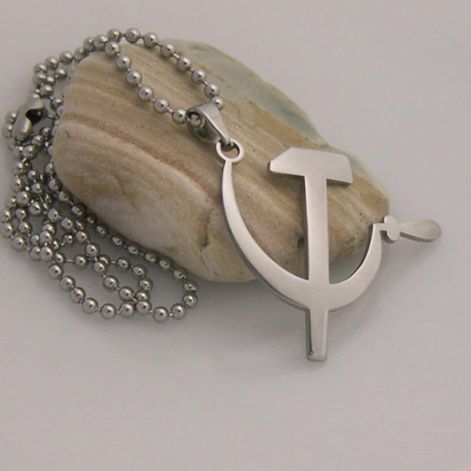 Hammer and Sickle Stainless Steel Pendant on Ball Chain Mens Etsy