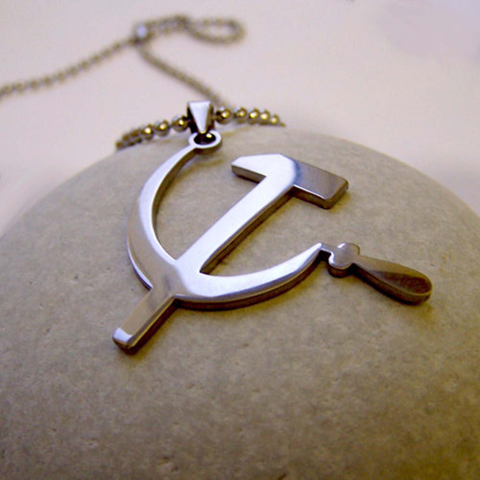 Hammer and Sickle Stainless Steel Pendant on Ball Chain Mens Etsy