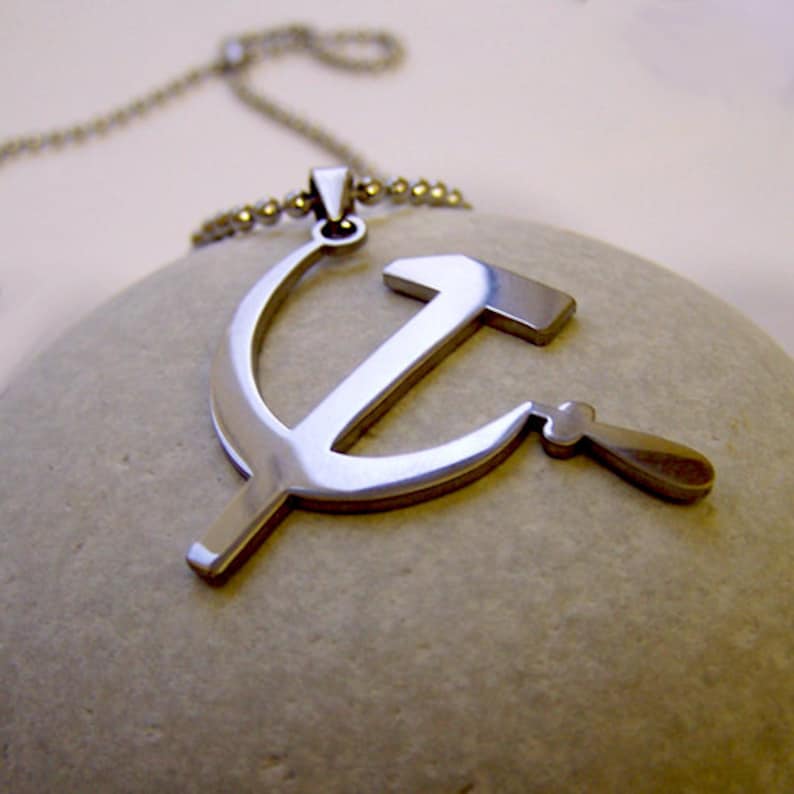Hammer and Sickle Stainless Steel Pendant on Ball Chain Mens Etsy UK