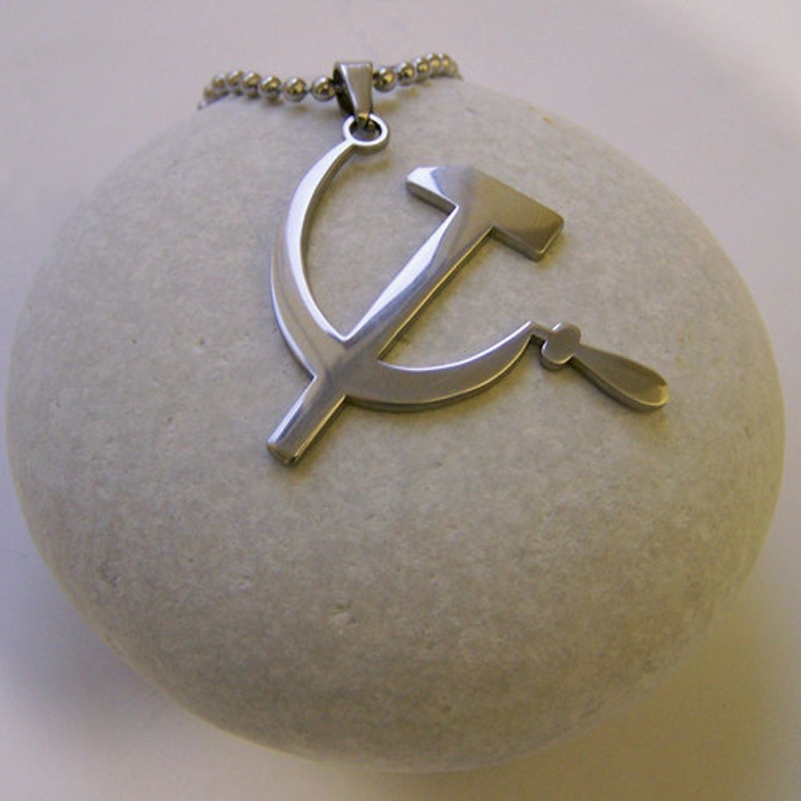 Hammer and Sickle Stainless Steel Pendant on Ball Chain Mens Etsy