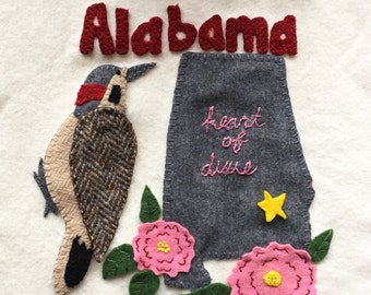 Alabama Wool Felt Applique Pattern - United States Quilt Block