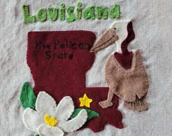 Louisiana Wool Felt Applique Pattern - United States Quilt Block