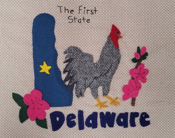 Delaware Wool Felt Applique Pattern - United States Quilt Block