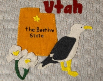 Utah Wool Felt Applique Pattern - United States Quilt Block