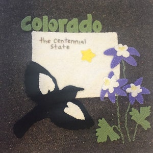 Colorado Wool Felt Applique Digital Pattern United States Quilt Block image 1