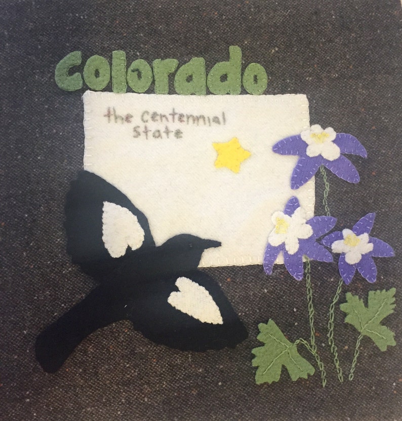 Colorado Wool Felt Applique Digital Pattern United States Quilt Block image 1