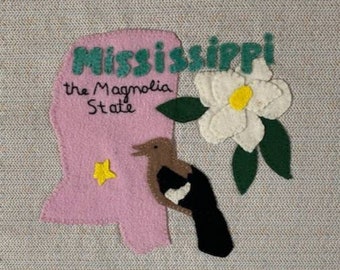 Mississippi Wool Felt Applique Pattern - United States Quilt Block