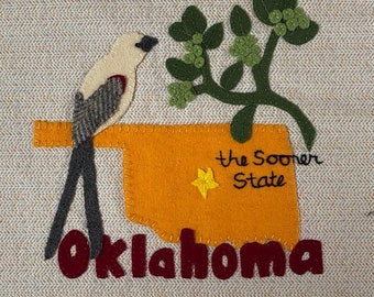 Oklahoma Wool Felt Applique Pattern - United States Quilt Block