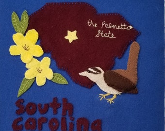 South Carolina Wool Felt Applique Pattern - United States Quilt Block