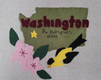 Washington Wool Felt Applique Pattern - United States Quilt Block