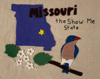 Missouri Wool Felt Applique Pattern - United States Quilt Block