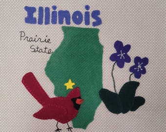 Illinois Wool Felt Applique Pattern - United States Quilt Block