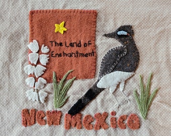 New Mexico Wool Felt Applique Pattern - United States Quilt Block