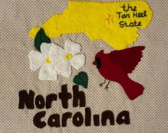 North Carolina Wool Felt Applique Pattern - United States Quilt Block