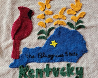 Kentucky Wool Felt Applique Pattern - United States Quilt Block