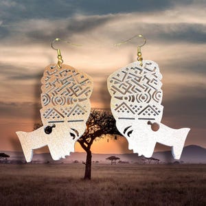 Boucles D'oreilles Pendantes Vintage Style Africain - Clips - Excellent état
