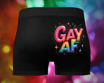 Gay AF Boxer Briefs – Loud & Proud Rainbow Booty Shorts for Queer Men | Sexy LGBTQ+ Pride Underwear | Gift for Him, Gay BF, or Yourself