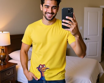 T-shirt grappig haan – opvallend geel nieuwigheidsshirt, knipoogcadeau