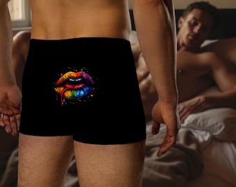 Lip Service (Private Show) – LGBTQ+ Rainbow Lips Boxer Briefs for Pride, Play, and Seduction