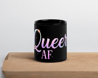 Queer AF Opalescent Mug: Rainbow Pride Coffee Cup