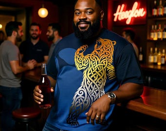 Bear Brotherhood Pride Shirt – Celtic Knot Grizzly All-Over Print Oversized Tee | Gay Bear Flag Apparel | Gift for Bears, Cubs & Bear Lovers