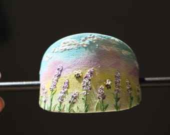 Lavender & Bumblebee Landscape Hair Pin