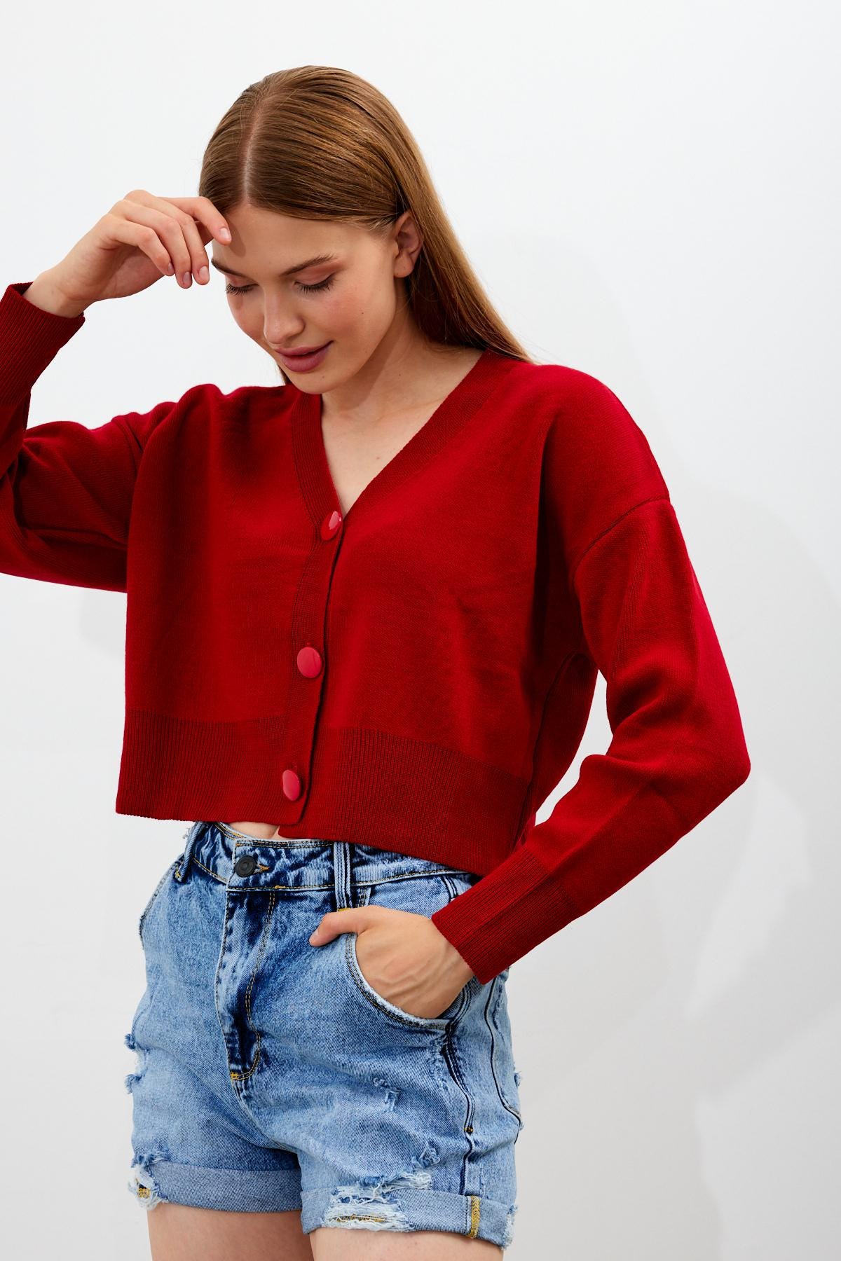 Red Cropped Cardigan - Etsy Red Cropped Cardigan - Etsy