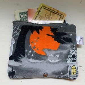 Monedero con diseño de gatos negros y brujas espeluznantes, cartera, tarjetas de crédito y de negocios