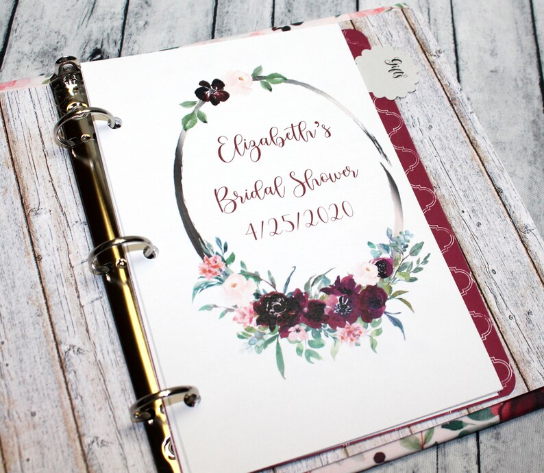Bridal Shower Guest Book Shower Gift Log Burgundy Guest Etsy
