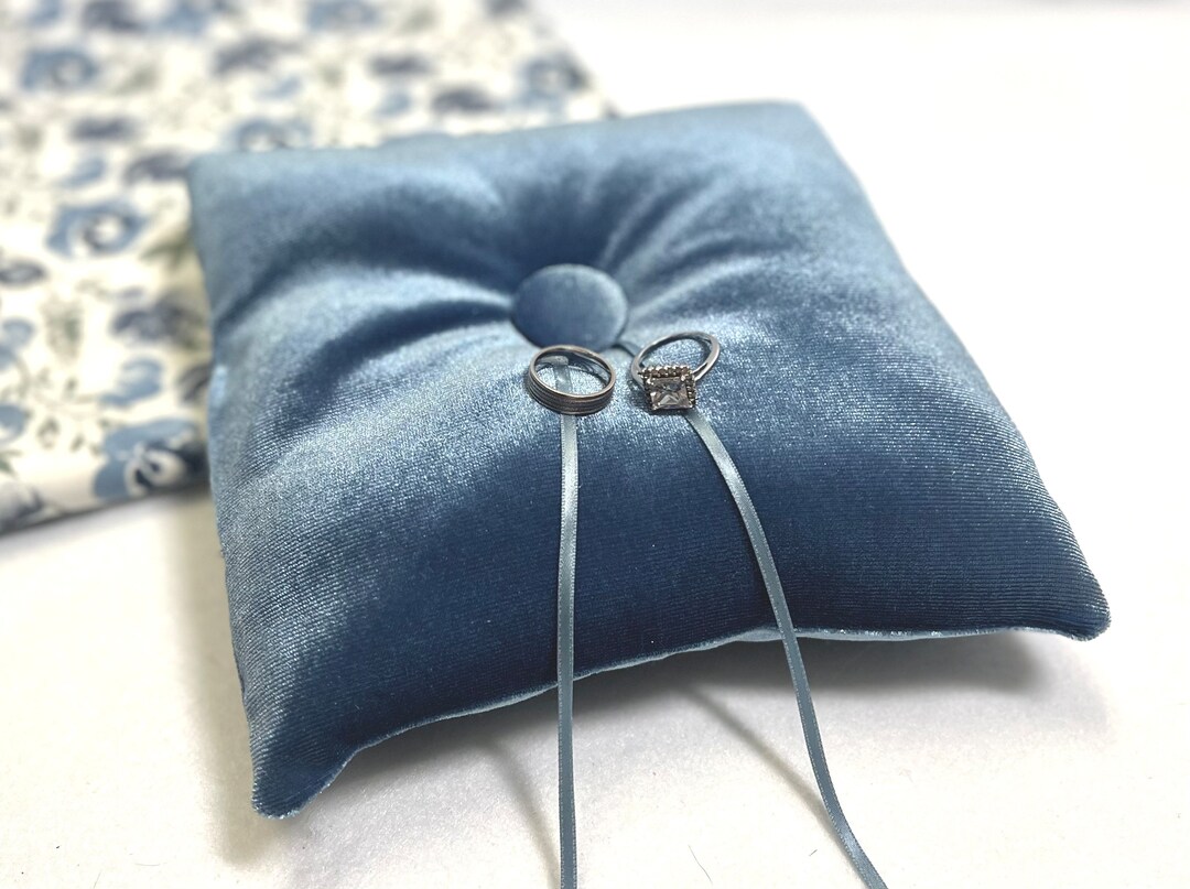 Ring Bearer Pillow, Ring Pillow, Light Blue Ring Pillow, Velvet Ring