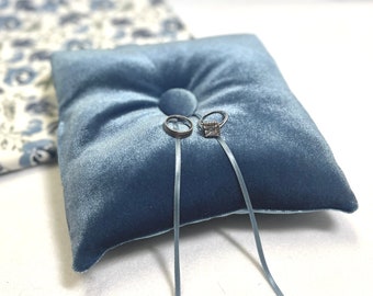 Ring Bearer Pillow, Ring Pillow, light blue Ring Pillow, Velvet Ring Pillow, Dusty blue Wedding ideas, Boho Wedding, Simple Ring Holder