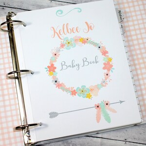 Baby Memory Book Girl, Baby Book Girl, Boho Baby Memory Book, Deer Head ...