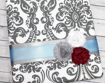 Light Blue and Burgundy Wedding Memory Book Wedding Scrapbook, Guest Book, Bridal Shower Gift, Wedding Keepsake Photo Album, Personalized