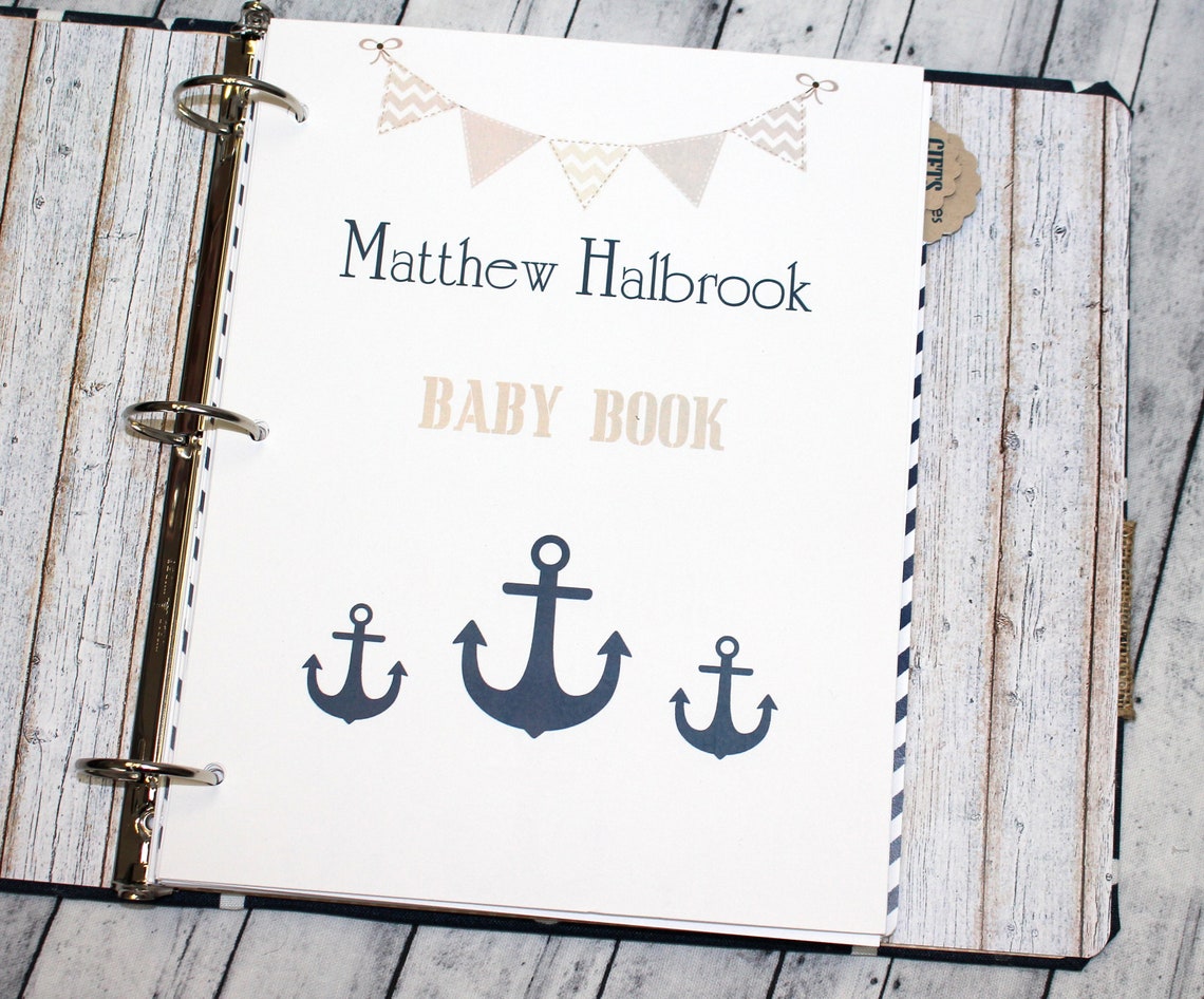 Baby Book Boy Baby Memory Book Nautical Baby Book Etsy