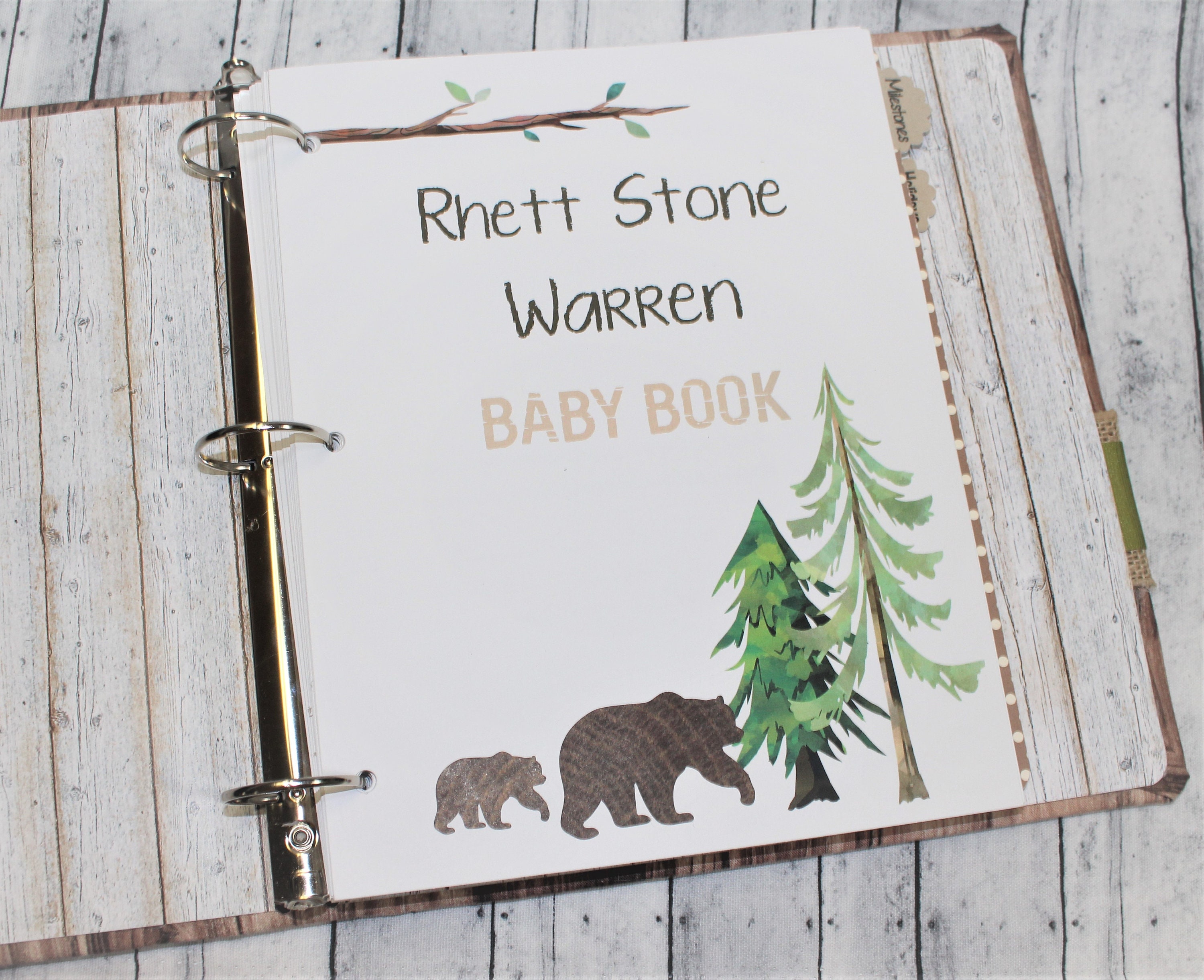 Baby Memory Book Baby Book Boy Woodland Baby Book Rustic Etsy