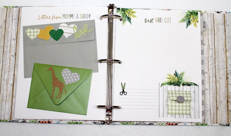 Baby Memory Book, Baby Book Boy, Personalized Baby Book, Animal Jungle Safari theme Baby Shower, Baby Scrapbook Album, Toddler Years 1-5 image 7