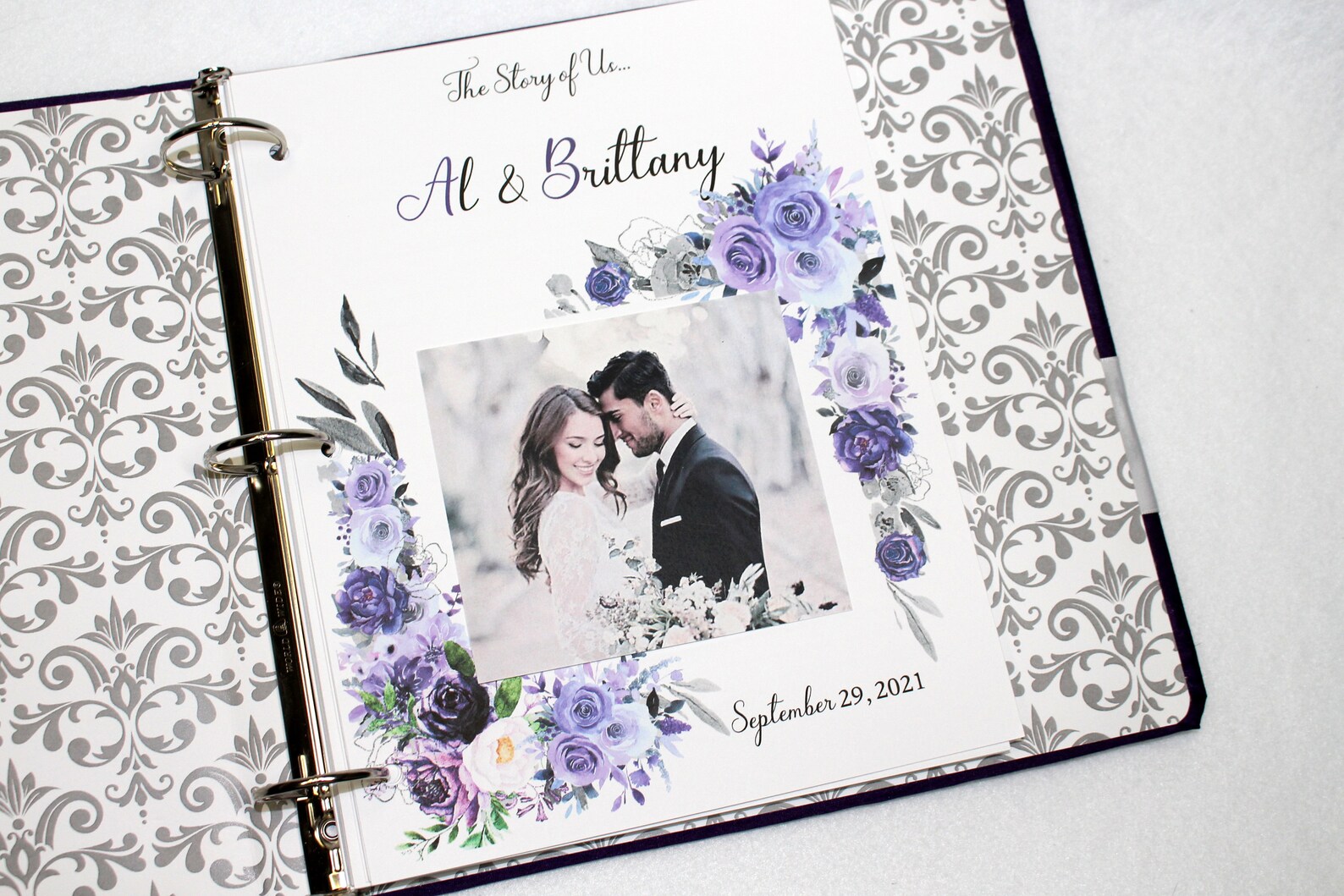 Wedding Memory Book, Wedding Scrapbook, Purple and Gray Wedding, Bridal