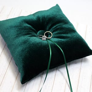 Ring Bearer Pillow Velvet, Ring Pillow, Christmas Green Ring Pillow, Velvet Ring Pillow, Forest Green, Hunter Green Wedding
