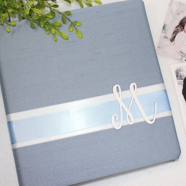 Wedding Memory Book, Wedding Scrapbook, Light Blue Guest Book, Dusty Blue Bridal Shower, Wedding Keepsake Photo Album, Custom, Personalized