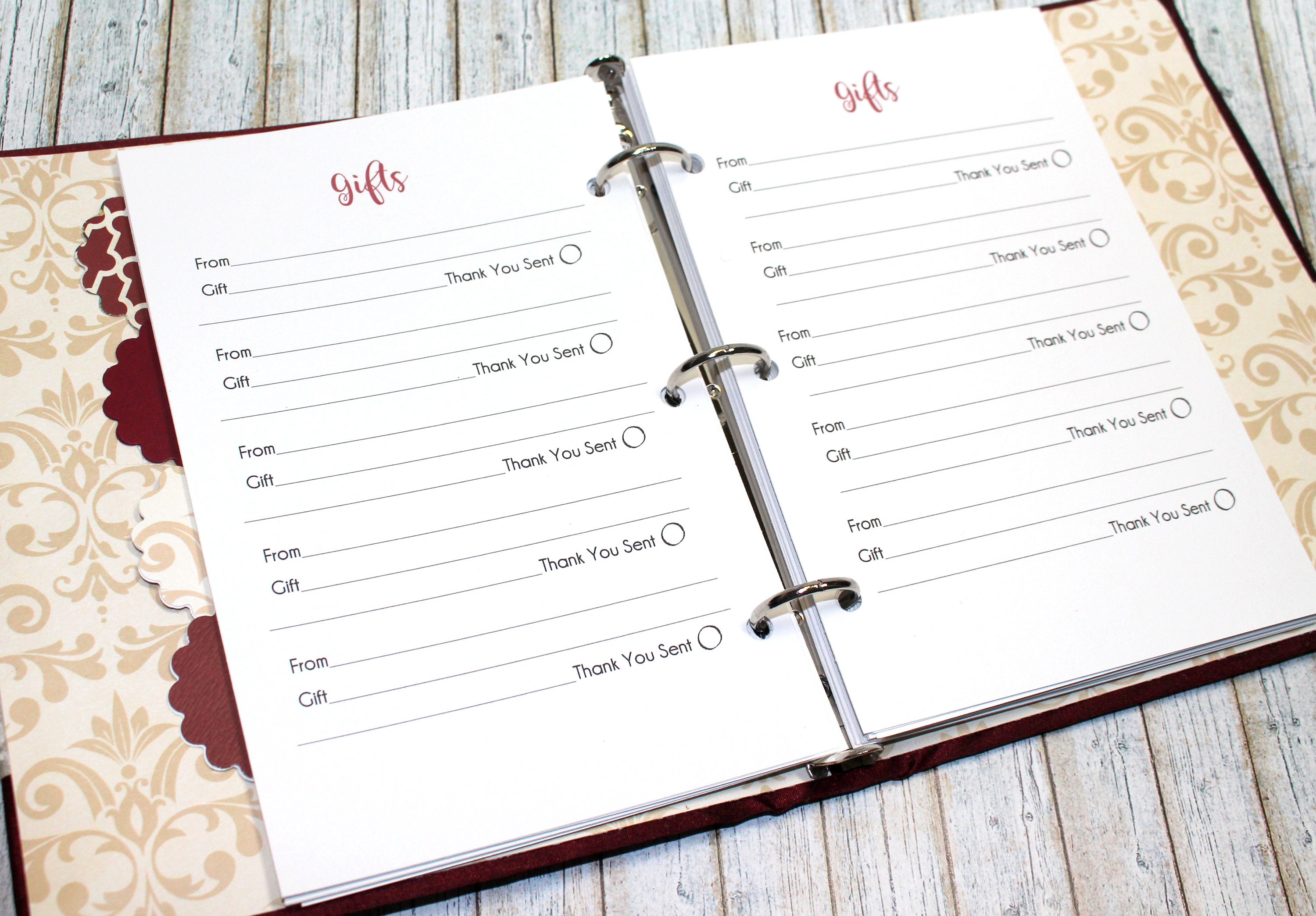 Gift Log Gift Recording Book Burgundy Bridal Shower Book Etsy