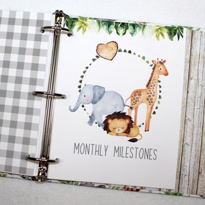 Baby Memory Book, Baby Book Boy, Personalized Baby Book, Animal Jungle Safari theme Baby Shower, Baby Scrapbook Album, Toddler Years 1-5 image 8