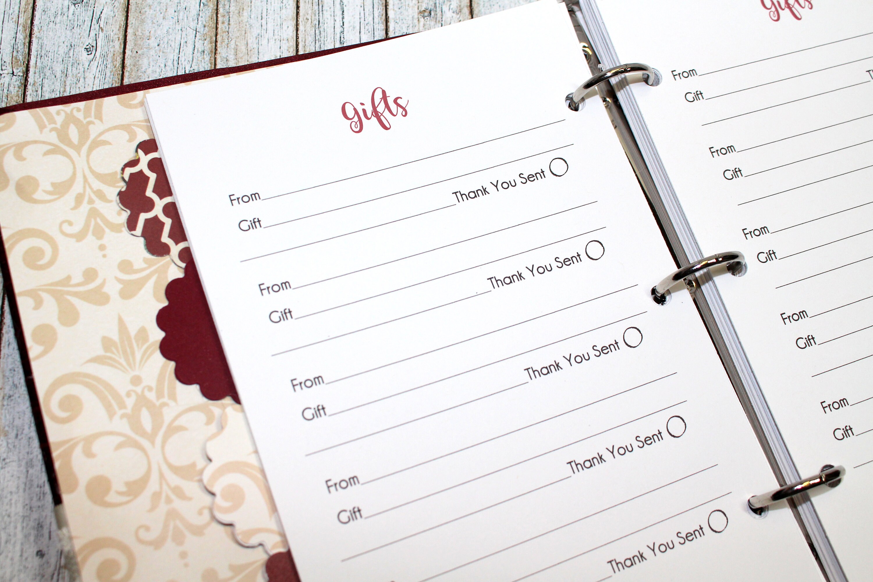 Gift Log Gift Recording Book Burgundy Bridal Shower Book Etsy