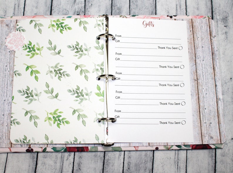 Bridal Shower Guest Book Gift Log Blush and Burgundy Bridal Etsy