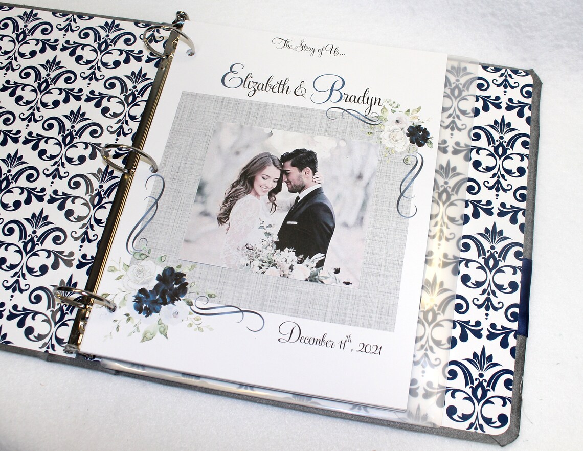 Wedding Memory Book Wedding Scrapbook Navy and Gray Wedding Etsy