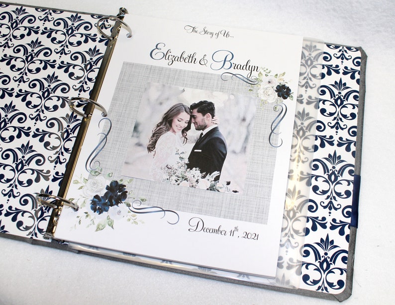 Wedding Memory Book Wedding Scrapbook Navy and Gray Wedding Etsy