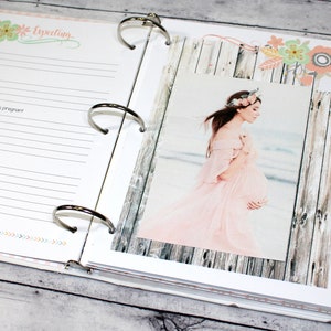 Baby Memory Book, Baby Book Girl, Boho Baby Book, Feathers, Coral ...
