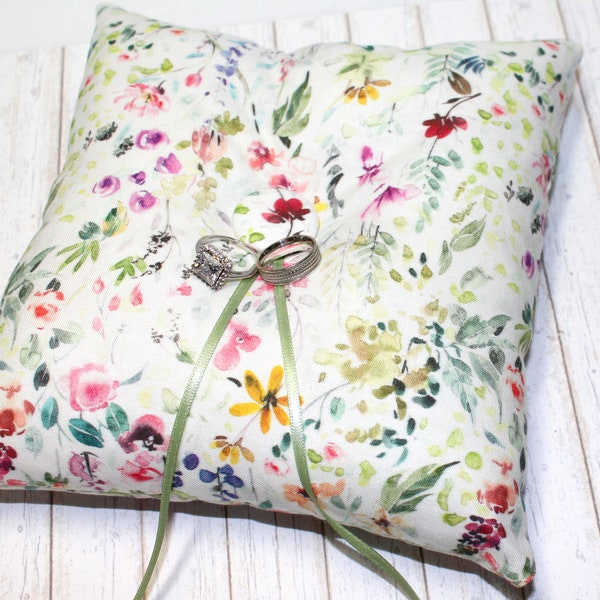 Wildflower Ring Bearer Pillow, Garden Ring Pillow, Floral Ring Bearer Pillow, Wedding Ring Pillow, Ring Bearer Cushion, Small Ring Holder