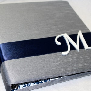 Wedding Memory Book, Wedding Scrapbook, Navy and Gray Wedding, Keepsake Wedding Book, Photo Album, Guest Book, Bridal Shower Gift, Custom